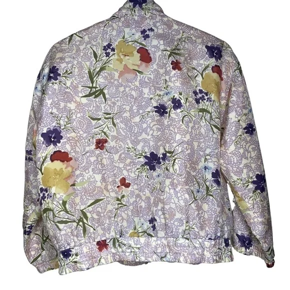 Vintage Silk Floral Print Bomber Jacket Women’s Sz Sm - Picture 2 of 8